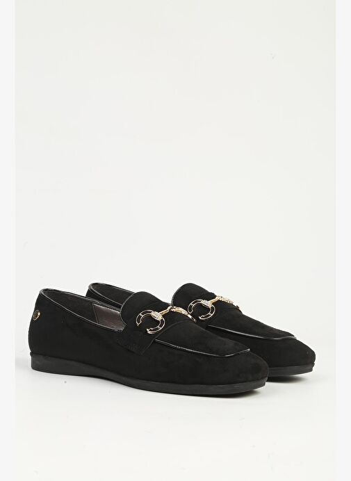 Siyah Süet Kadın Loafer PC-55228 - Görsel 2