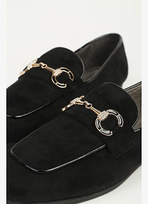 Siyah Süet Kadın Loafer PC-55228 - Görsel 4