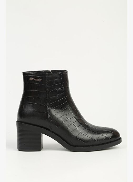 Pierre Cardin Siyah Kroko Fermuarlı Yarım Bot PC-55270 - Görsel 2