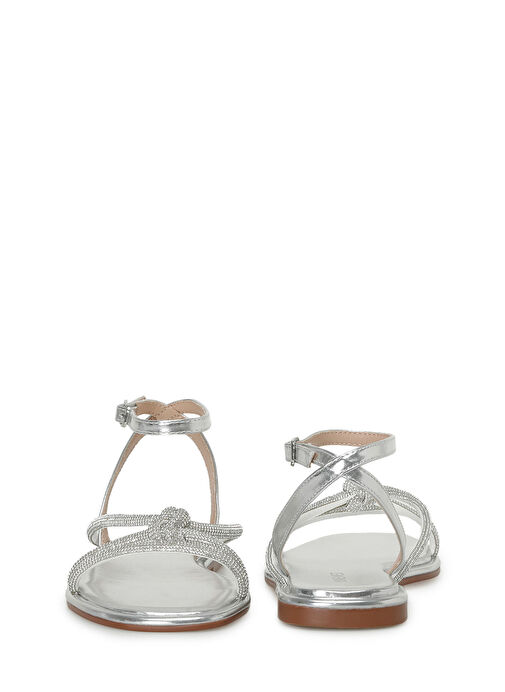 FRANKSTON 4FX Gümüş Kadın Düz Sandalet - Görsel 6