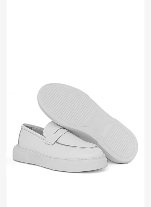 Fibe Erkek Beyaz Deri Spor Ayakkabı - Görsel 5