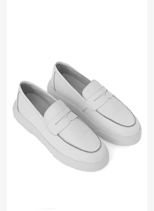 Fibe Erkek Beyaz Deri Spor Ayakkabı - Görsel 4