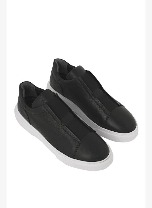 Libe Erkek Siyah Beyaz Deri Spor Ayakkabı - Görsel 4