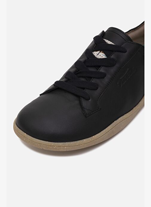 1383 V-Barefoot Comfort Deri Kadın Ayakkabı Siyah - Görsel 6