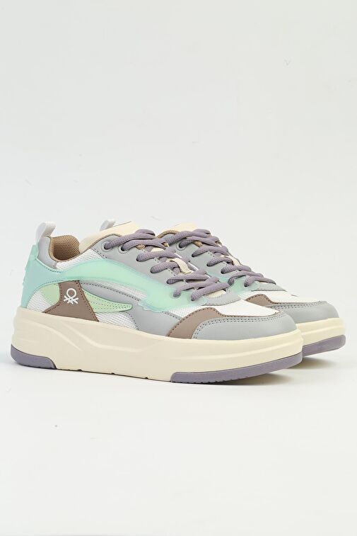 United Colors of Benetton Çok Renkli Kadın Sneaker BNI-10000-Beyaz Lila - Görsel 3