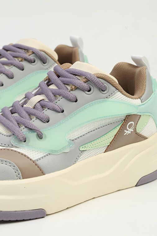 United Colors of Benetton Çok Renkli Kadın Sneaker BNI-10000-Beyaz Lila - Görsel 5