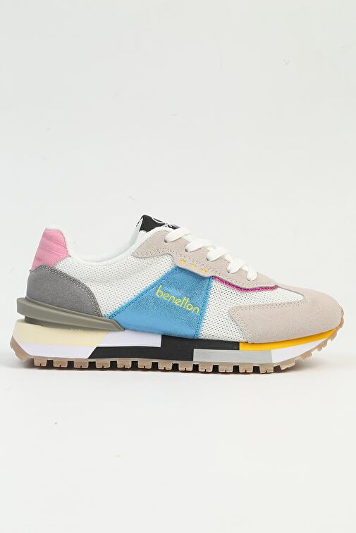 United Colors of Benetton Çok Renkli Kadın Sneaker BNI-10009-Beyaz Mavi - Görsel 2