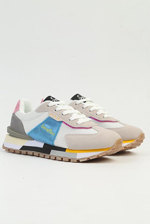 United Colors of Benetton Çok Renkli Kadın Sneaker BNI-10009-Beyaz Mavi - Görsel 3