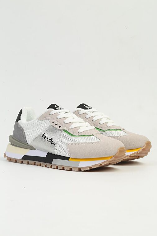 Benetton® | Kadın Beyaz Gri Spor Ayakkabı BNI-10009 - Görsel 3
