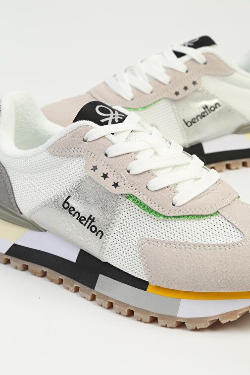 Benetton® | Kadın Beyaz Gri Spor Ayakkabı BNI-10009 - Görsel 6