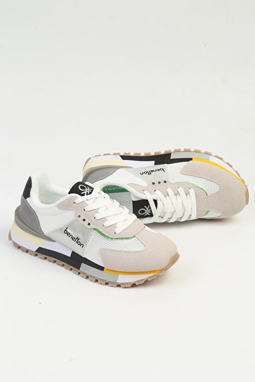 Benetton® | Kadın Beyaz Gri Spor Ayakkabı BNI-10009 - Görsel 7