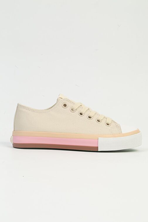 United Colors of Benetton Bej-Pembe Kadın Kumaş Sneaker BNI-10031-Bej - Görsel 4