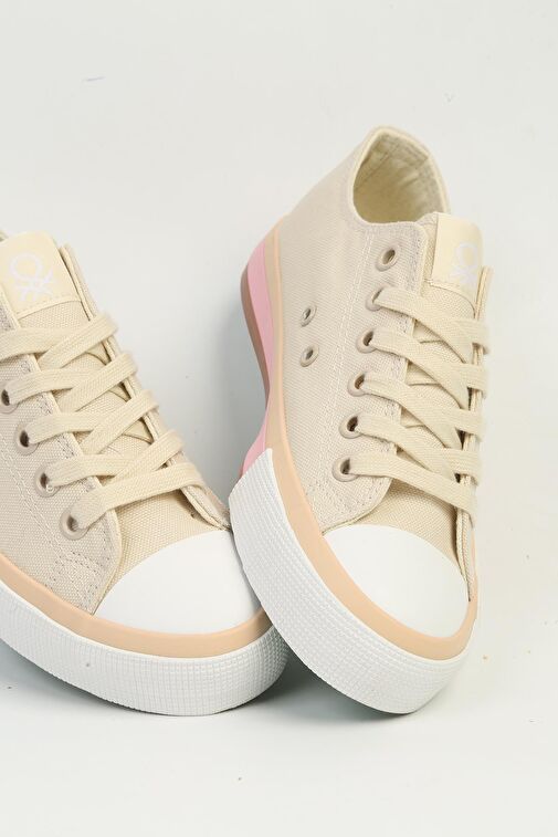 United Colors of Benetton Bej-Pembe Kadın Kumaş Sneaker BNI-10031-Bej - Görsel 7