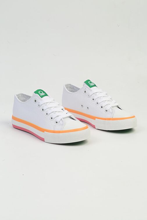 United Colors of Benetton Beyaz-Turuncu Kadın Sneaker BNI-10031-Beyaz Turuncu - Görsel 2