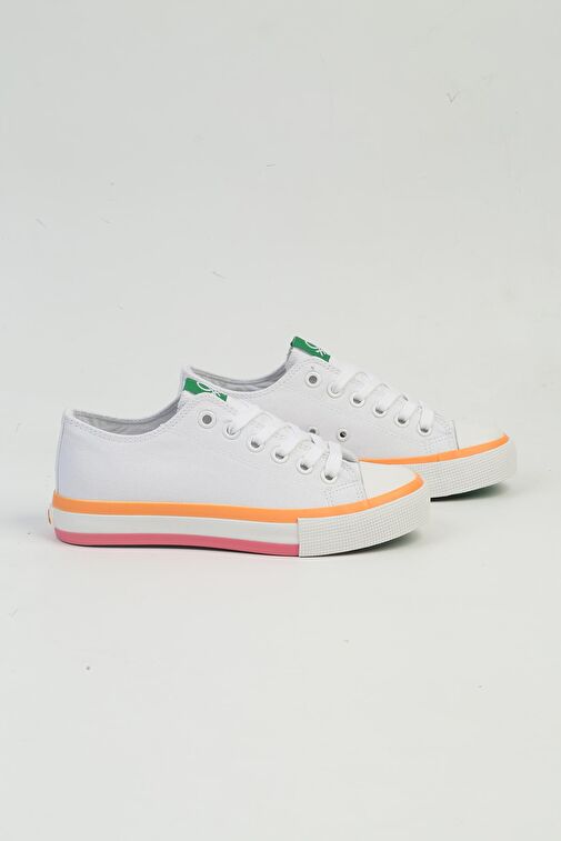 United Colors of Benetton Beyaz-Turuncu Kadın Sneaker BNI-10031-Beyaz Turuncu - Görsel 3