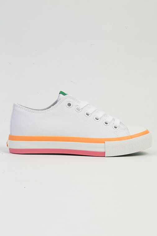 United Colors of Benetton Beyaz-Turuncu Kadın Sneaker BNI-10031-Beyaz Turuncu - Görsel 4