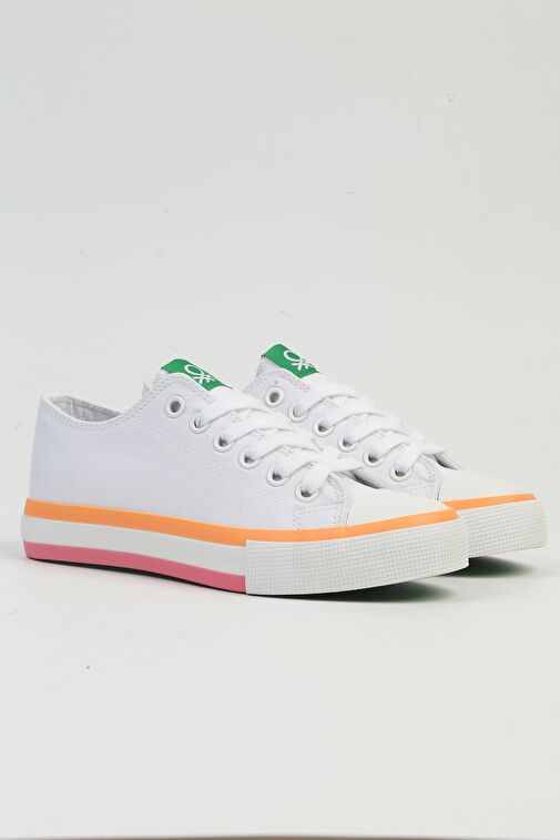 United Colors of Benetton Beyaz-Turuncu Kadın Sneaker BNI-10031-Beyaz Turuncu - Görsel 5
