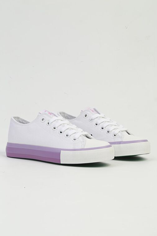 United Colors of Benetton Beyaz-Lila Kadın Sneaker BNI-10031-Beyaz Lila - Görsel 3