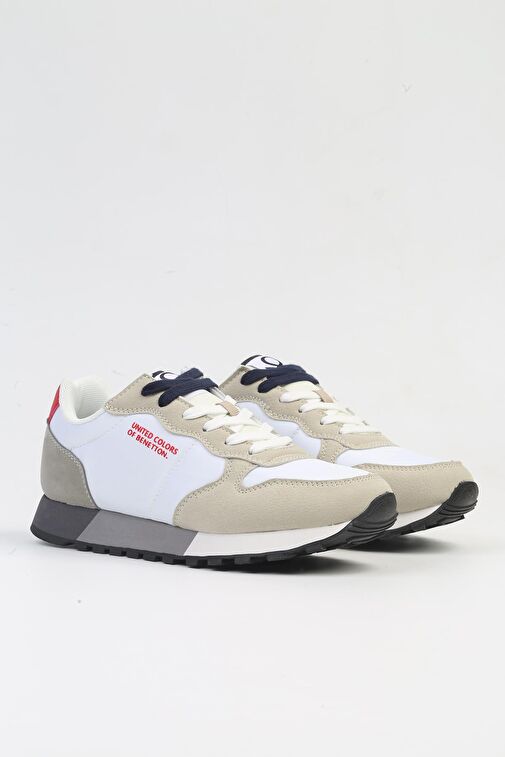 United Colors of Benetton Beyaz-Bej Kadın Sneaker BNI-10048-Beyaz - Görsel 3