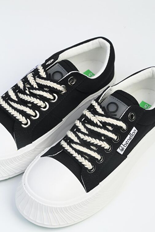 Benetton® | BNI-10097 Siyah Beyaz-İthal Kadın Platform Spor Ayakkabı - Görsel 5