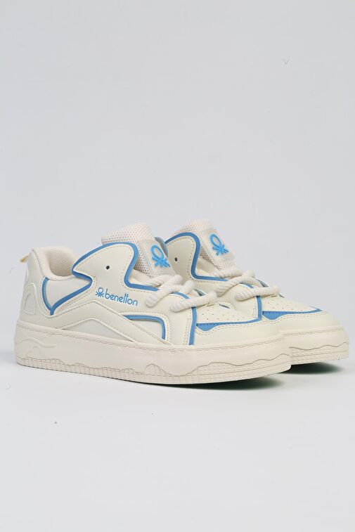 Benetton® | BNI-10100-Beyaz Mavi-İthal Kadın Spor Ayakkabı - Görsel 2
