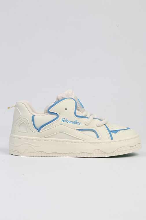 Benetton® | BNI-10100-Beyaz Mavi-İthal Kadın Spor Ayakkabı - Görsel 3