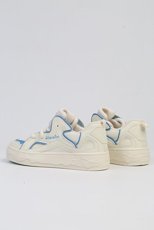 Benetton® | BNI-10100-Beyaz Mavi-İthal Kadın Spor Ayakkabı - Görsel 4