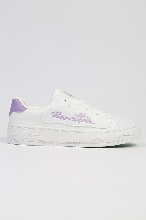 United Colors of Benetton Beyaz-Lila Kadın Sneaker BNI-10102-Beyaz Pudra - Görsel 2