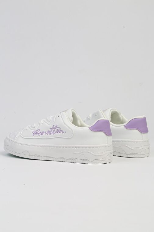United Colors of Benetton Beyaz-Lila Kadın Sneaker BNI-10102-Beyaz Pudra - Görsel 4