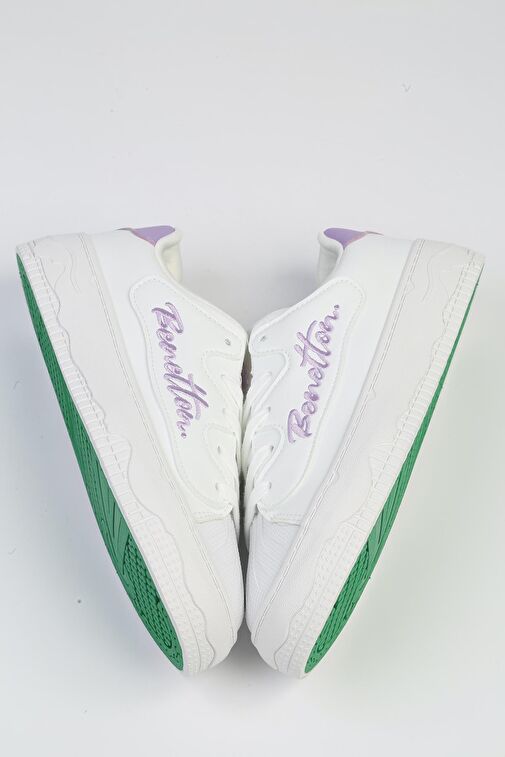 United Colors of Benetton Beyaz-Lila Kadın Sneaker BNI-10102-Beyaz Pudra - Görsel 5