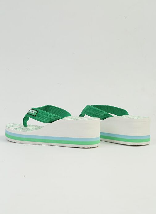Benetton® | İTHAL Kadın Yesil Beyaz Terlik BNI-10217 - Görsel 4