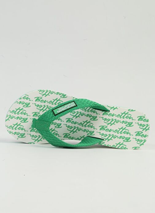 Benetton® | İTHAL Kadın Yesil Beyaz Terlik BNI-10217 - Görsel 6