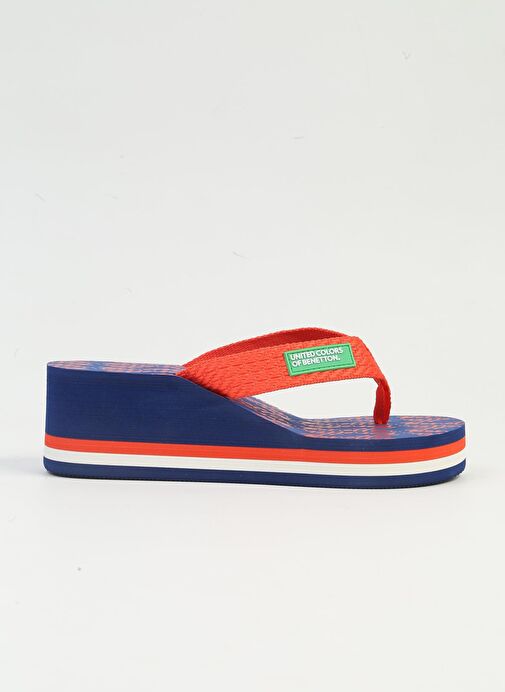 Benetton® | İTHAL Kadın Kirmizi Lacivert Terlik BNI-10217 - Görsel 2
