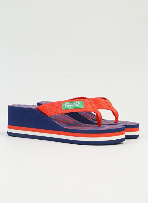 Benetton® | İTHAL Kadın Kirmizi Lacivert Terlik BNI-10217 - Görsel 3