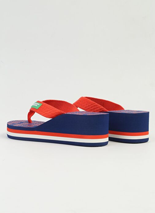 Benetton® | İTHAL Kadın Kirmizi Lacivert Terlik BNI-10217 - Görsel 4
