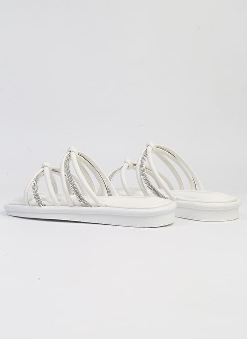 Pierre Cardin® | PC-5106-3891 Beyaz-Kadın Taşlı Günlük Terlik - Görsel 4