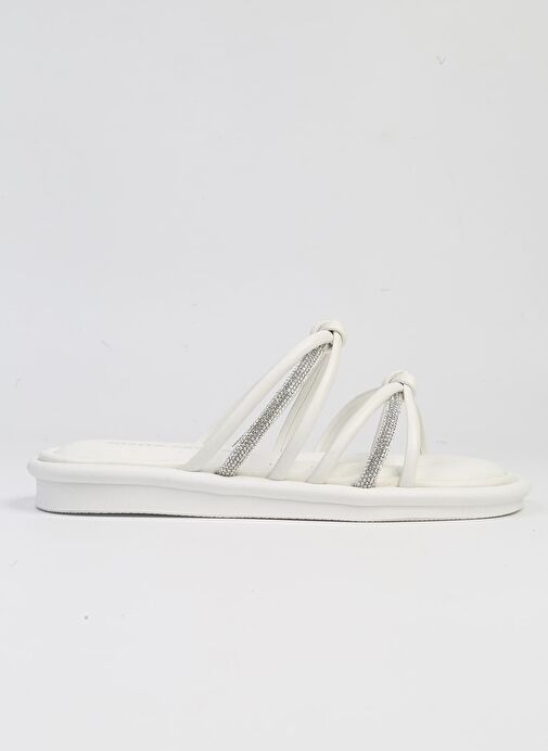 Pierre Cardin® | PC-5106-3891 Beyaz-Kadın Taşlı Günlük Terlik - Görsel 2