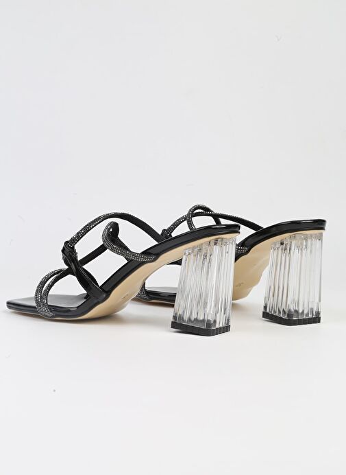 Pierre Cardin® | PC-53042- 3478 Siyah Rugan-Kadın Taşlı Şeffaf Topuklu Terlik - Görsel 4