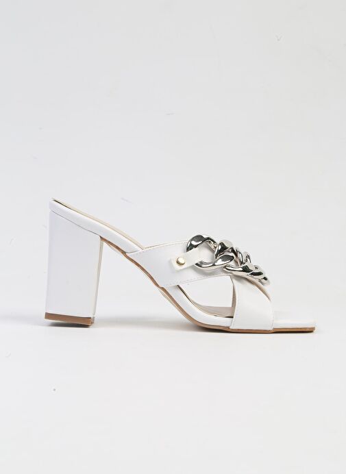 Pierre Cardin® | PC-53064- 3959 Beyaz-Kadın Topuklu Terlik - Görsel 2