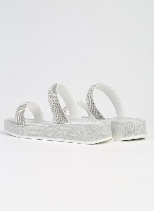 Pierre Cardin® | PC-53089- 3950 Gümüş-Kadın Taşlı Terlik - Görsel 4