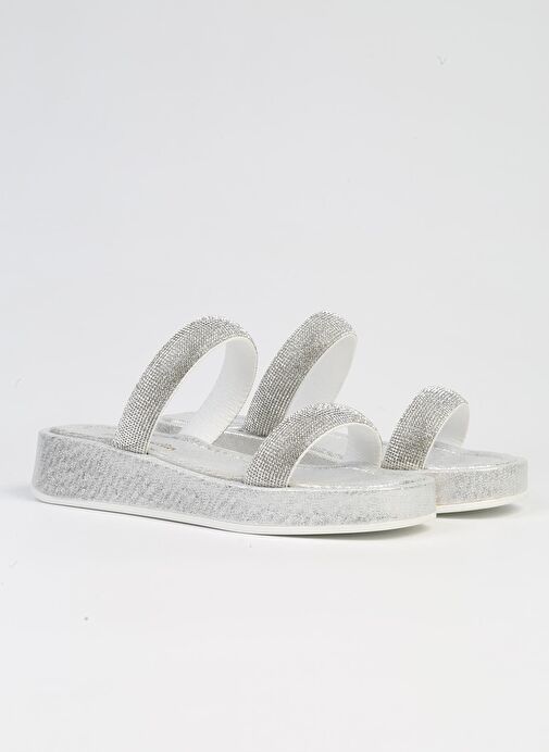 Pierre Cardin® | PC-53089- 3950 Gümüş-Kadın Taşlı Terlik - Görsel 3