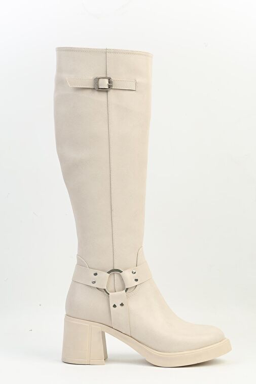 Pierre Cardin® | PC-54119 - 3076 Krem Cilt - Kadın Topuklu Çizme - Görsel 2