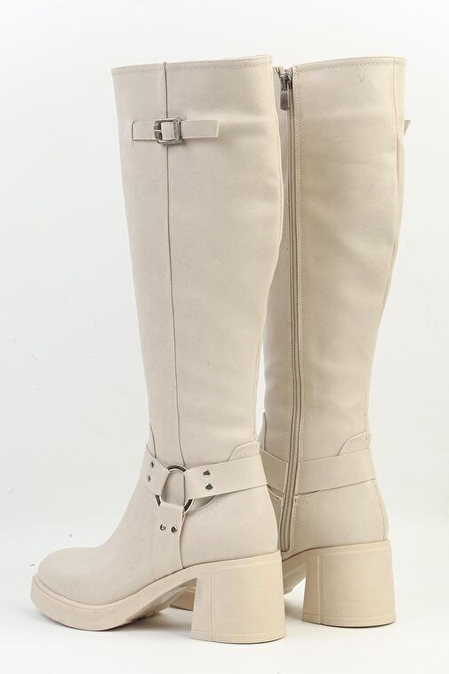 Pierre Cardin® | PC-54119 - 3076 Krem Cilt - Kadın Topuklu Çizme - Görsel 4