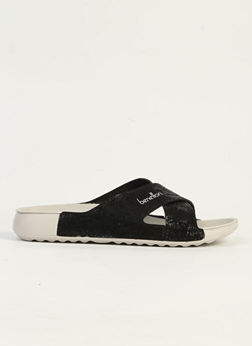 Benetton Siyah Gri Kadın Terlik BN-1417 - Görsel 2