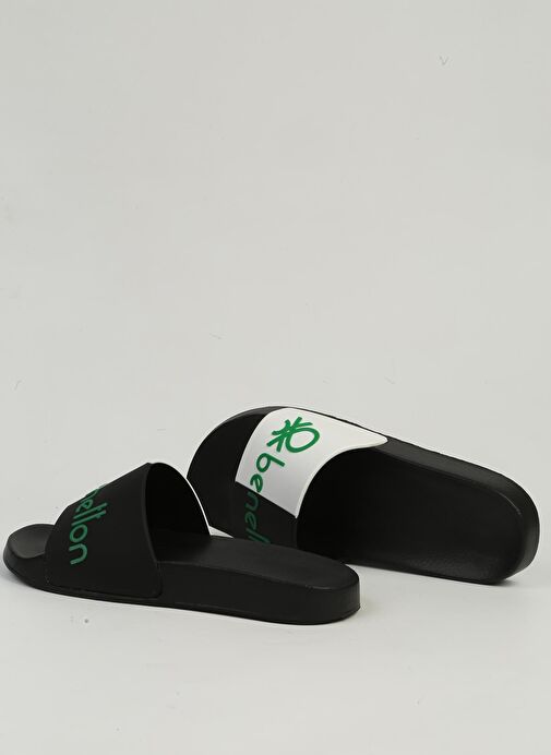 Benetton Siyah Beyaz Erkek Terlik BN-1427 - Görsel 4