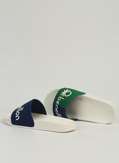 Benetton Beyaz Yeşil Erkek Terlik BN-1427 - Görsel 4