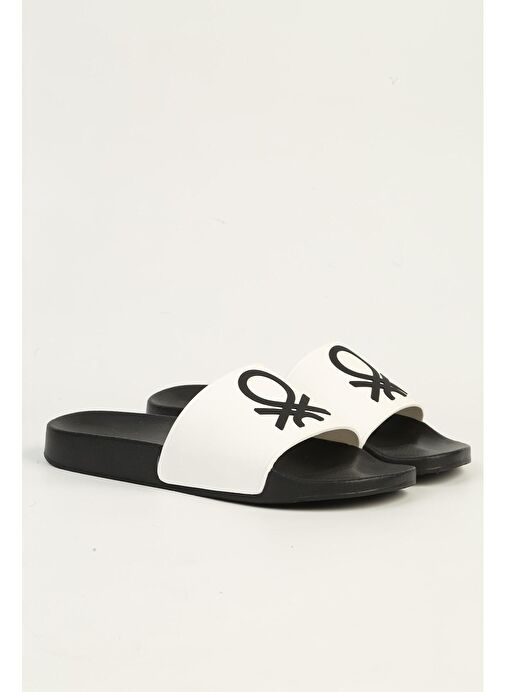 United Colors of Benetton Siyah-Beyaz Erkek Terlik BN-1429-Siyah Beyaz - Görsel 3