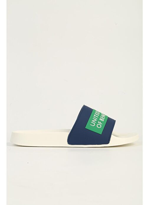 United Colors of Benetton Beyaz-Lacivert Erkek Terlik BN-1430-Beyaz Lacivert - Görsel 2