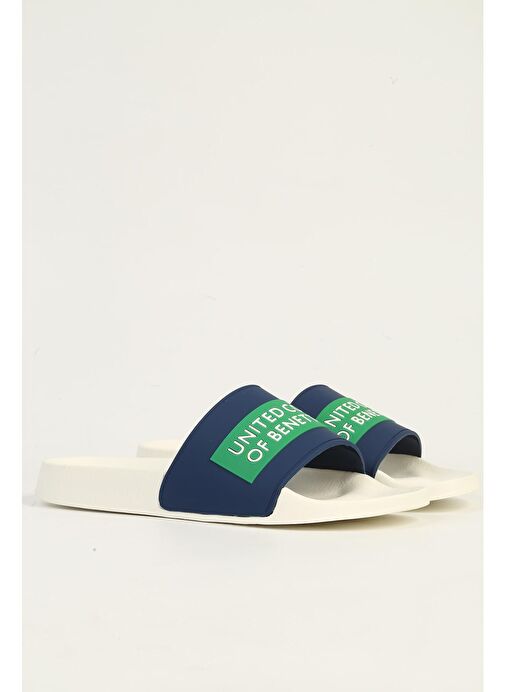 United Colors of Benetton Beyaz-Lacivert Erkek Terlik BN-1430-Beyaz Lacivert - Görsel 3
