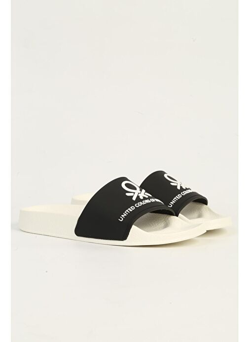 United Colors of Benetton Siyah-Beyaz Kadın Terlik BN-1431-Beyaz Siyah - Görsel 3